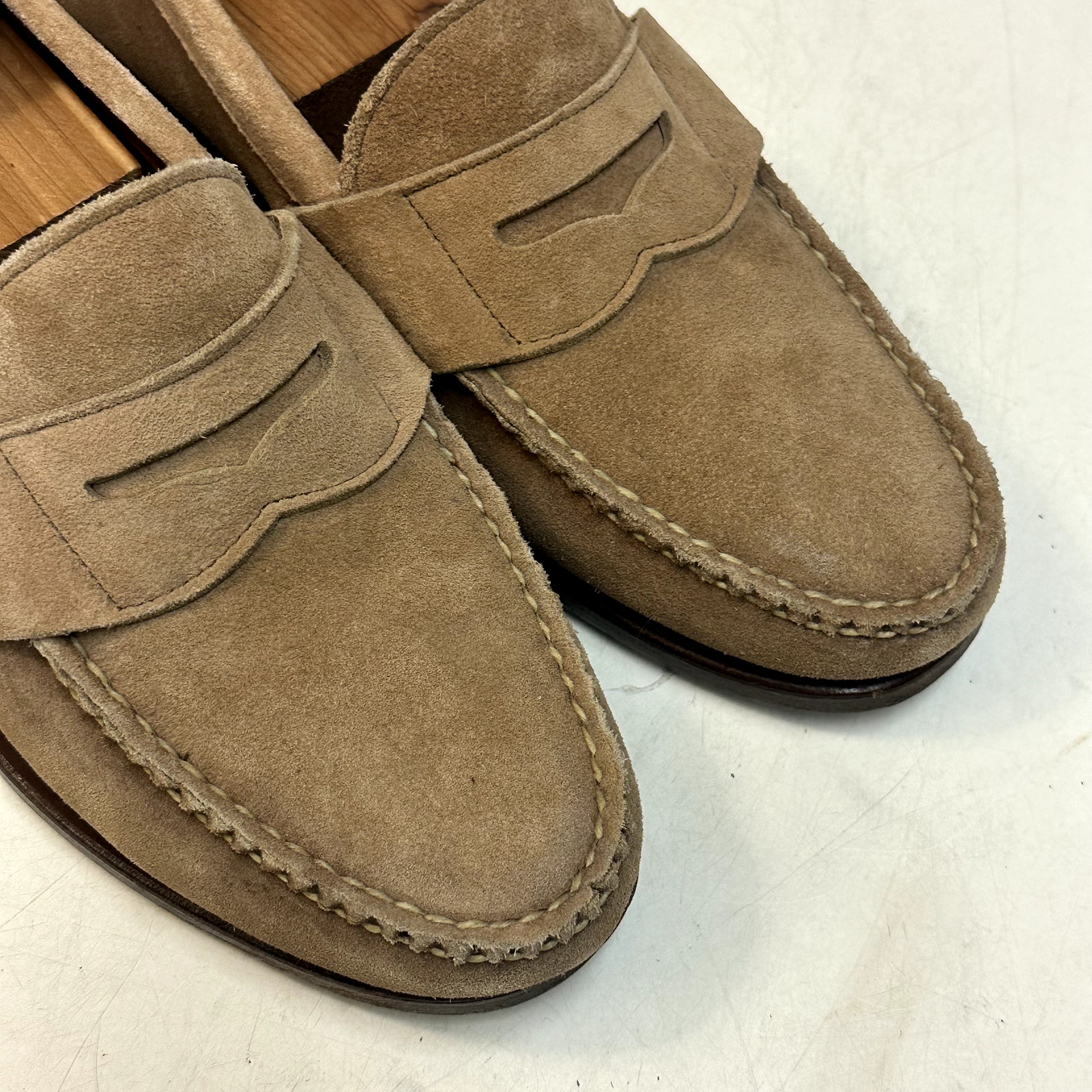 Euc Rancourt & Co. X Cole Haan Tan Suede Pinch Penny Loafer Moc Maine Usa 8.5 D — image 7 of 8